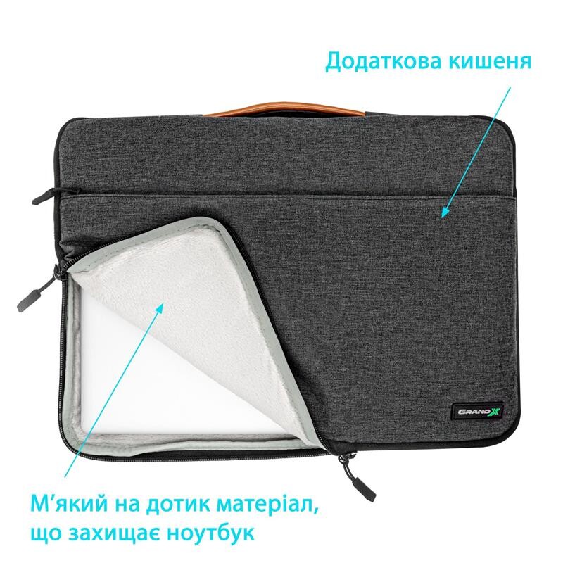Чехол-сумка для ноутбука Grand-X SLX-15D 15" Dark Grey
