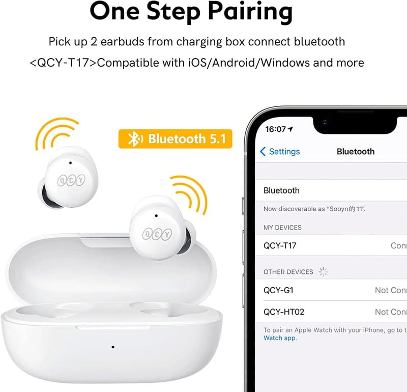 Bluetooth-гарнитура QCY T17 White_