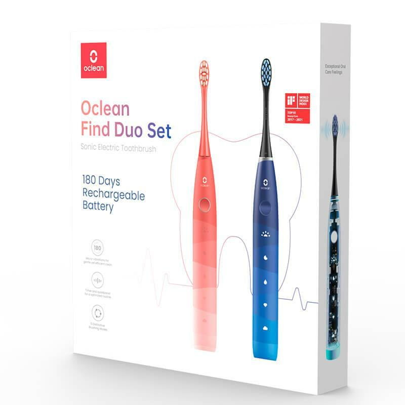 Зубна електрощітка Oclean Find Duo Set Red and Blue (2 шт) (6970810552140)