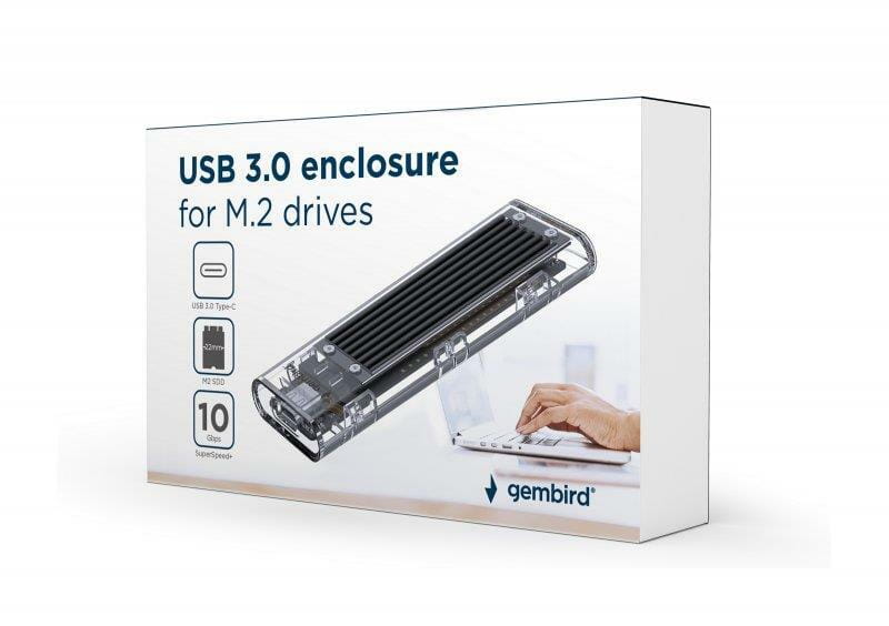 Зовнішня кишеня Gembird для підключення SSD M.2, USB 3.0, алюміній, Black (EE2280-U3C-02)