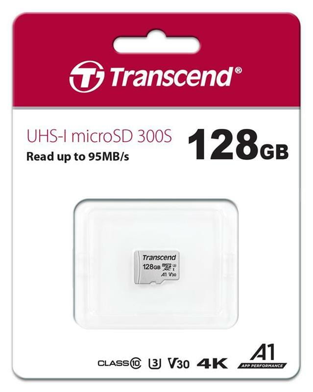 Карта памяти MicroSDXC 128GB UHS-I/U3 Class 10 Transcend 300S A1 (TS128GUSD300S)