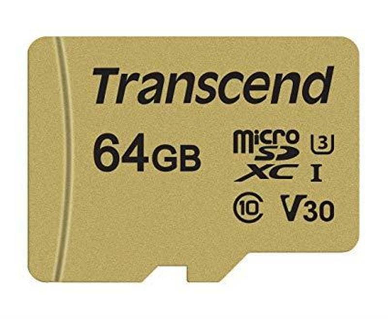Карта памяти MicroSDXC  64GB UHS-I/U3 Class 10 Transcend 500S + SD-adapter (TS64GUSD500S)