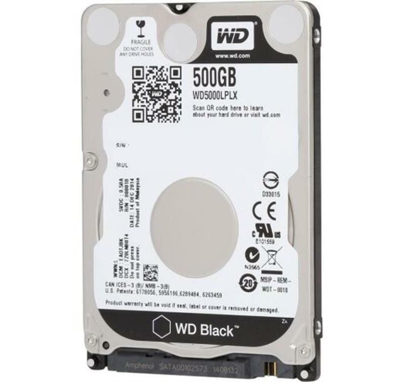 Накопитель HDD 2.5" SATA  500GB WD Black 7200rpm 32MB (WD5000LPLX)