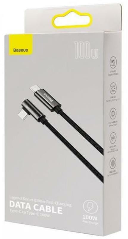 Кабель Baseus Legend Series Elbow USB-C-USB-C, 1м, Black (CATCS-01)