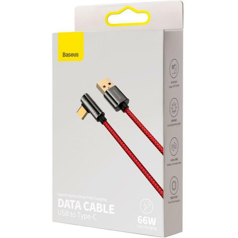 Кабель Baseus Legend Series Elbow USB-USB-C, 2м, Red (CACS000509)