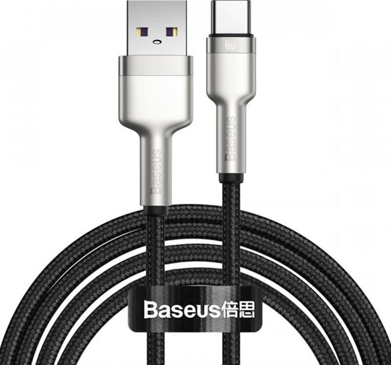 Кабель Baseus Cafule Metal 66W USB-USB-C, 1м, Black (CAKF000101)