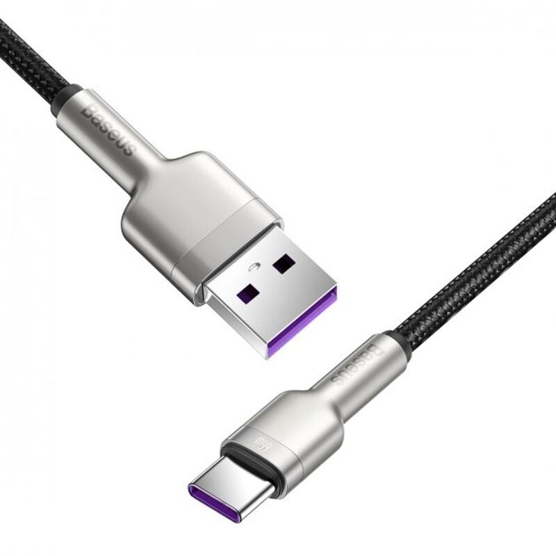Кабель Baseus Cafule Metal 66W USB-USB-C, 1м, Black (CAKF000101)