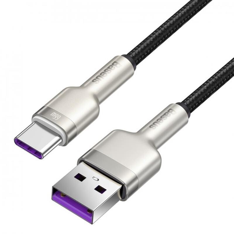 Кабель Baseus Cafule Metal 66W USB-USB-C, 1м, Black (CAKF000101)