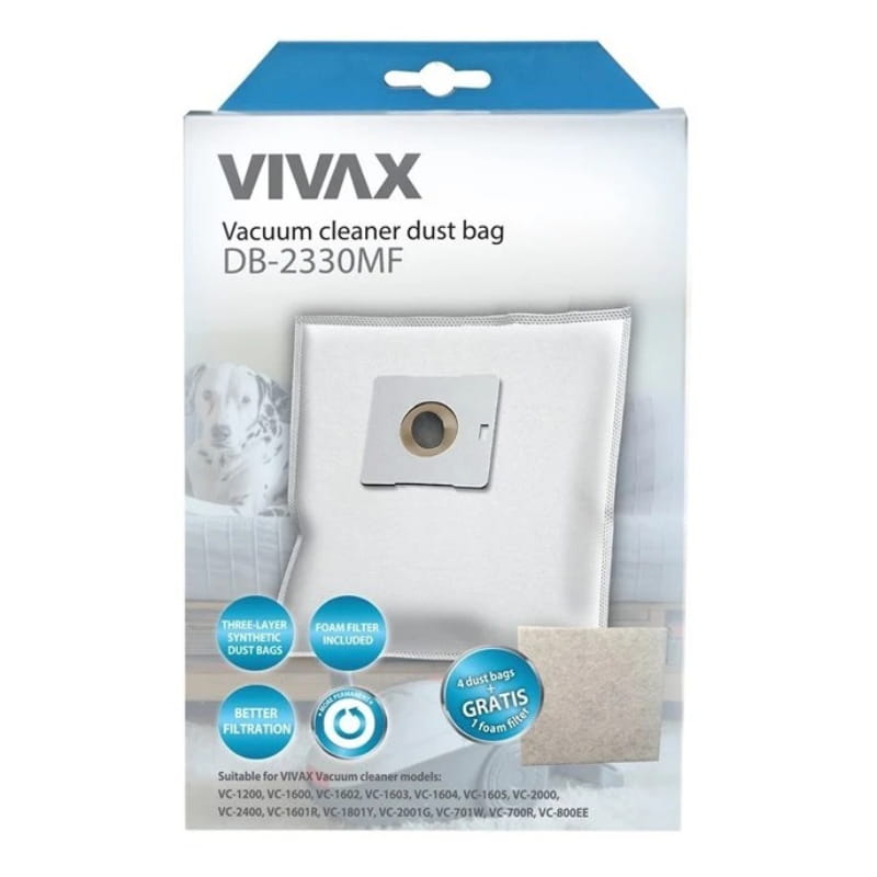 Мешки Vivax Home для пылесоса синт. 4шт/уп + фильтр 13х15см (DB-2330MF)