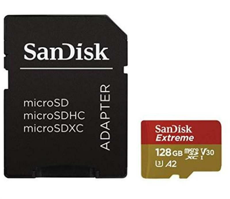 Карта памяти MicroSDXC 128GB UHS-I Class 10 SanDisk Extreme A2 R160/W90MB/s + SD-adapter (SDSQXA1-128G-GN6AA)