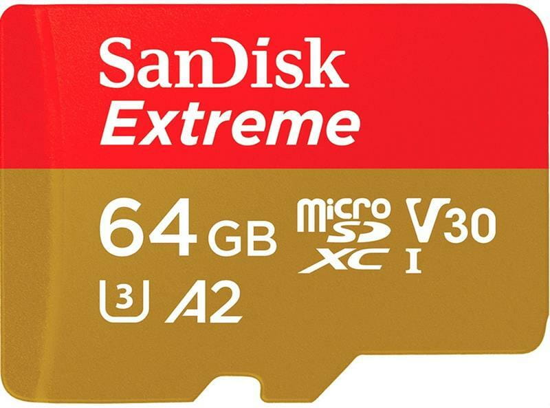 Карта пам'ятi MicroSDXC 64GB UHS-I/U3 Class 10 SanDisk Extreme R160/W60MB/s (SDSQXA2-064G-GN6GN)
