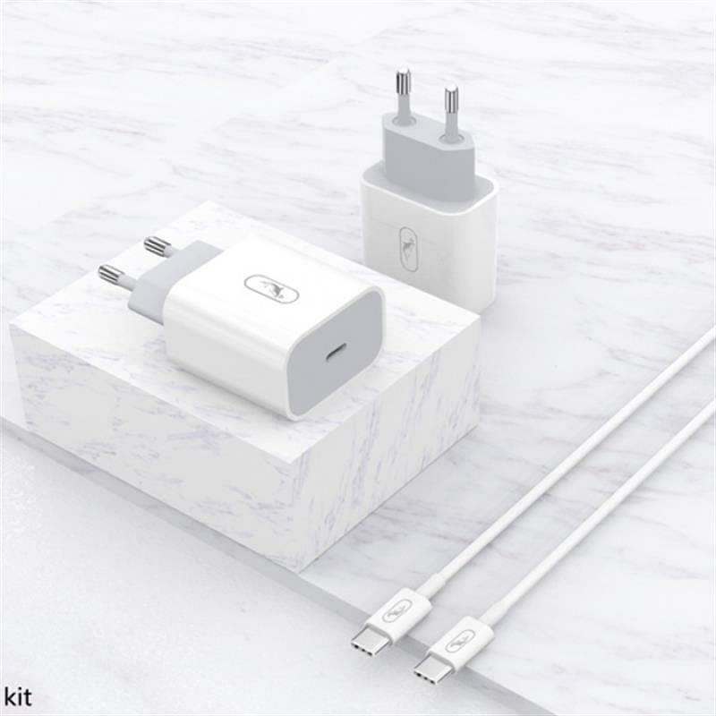 Зарядное устройство SkyDolphin SC18EL PD2.0 (1USB-С, 3A) White (MZP-000156) + кабель Lightning