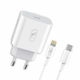 Зарядное устройство SkyDolphin SC18EL PD2.0 (1USB-С, 3A) White (MZP-000156) + кабель Lightning