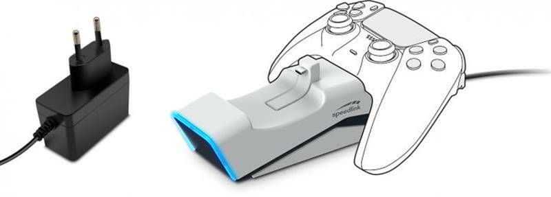 Зарядное устройство SpeedLink TwinDock Charging System with A/C Adapter для Sony PS5 White (SL-460000-WE)