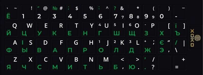 Наклейка на клавиатуру XoKo 48 клавиш Украинский / Английский / Русский (XK-KB-STCK-SM)