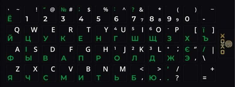 Наклейка на клавиатуру XoKo 48 клавиш Украинский / Английский / Русский (XK-KB-STCK-SM)