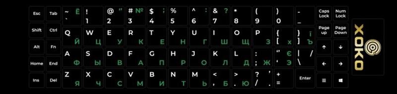Наклейка на клавиатуру XoKo 68 клавиш Украинский / Английский / Русский (XK-KB-STCK-MD)