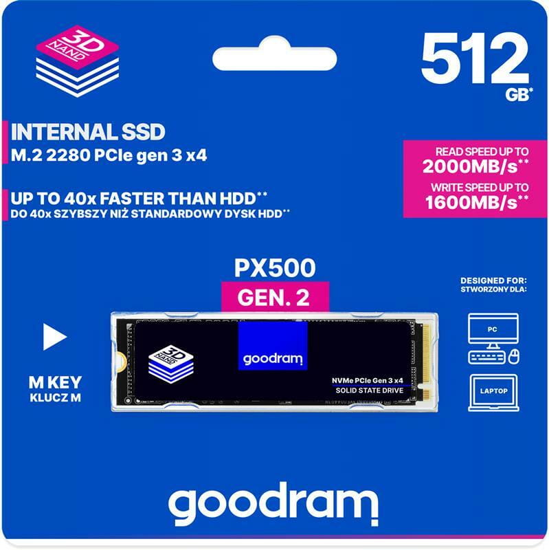 Накопичувач SSD 512GB Goodram PX500 M.2 2280 PCIe 3.0 x4 NVMe 3D TLC (SSDPR-PX500-512-80-G2)