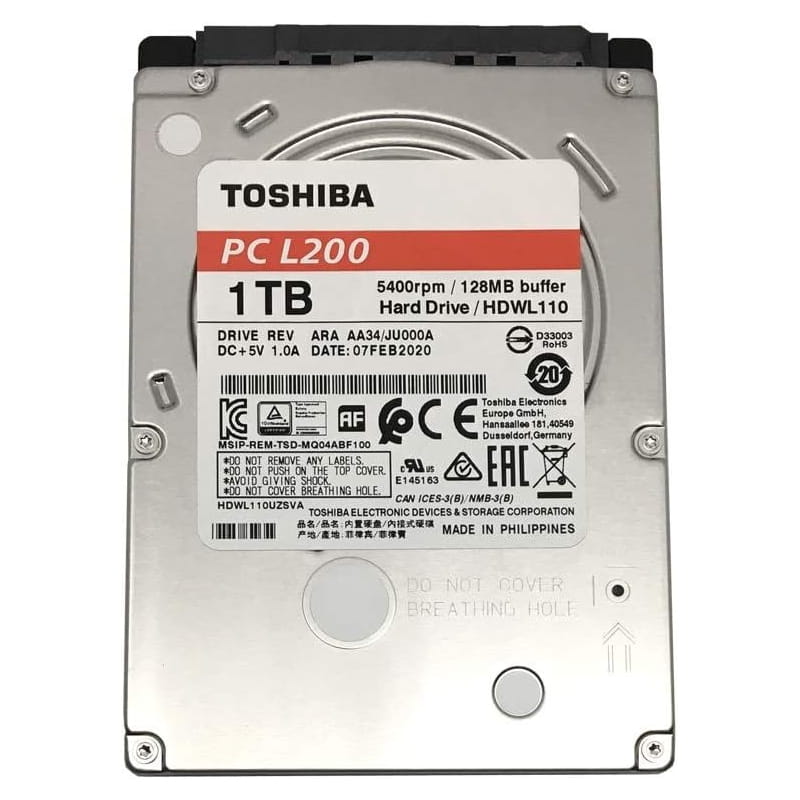Накопичувач HDD 2.5" SATA 1.0TB Toshiba L200 5400rpm 128MB (HDWL110EZSTA)