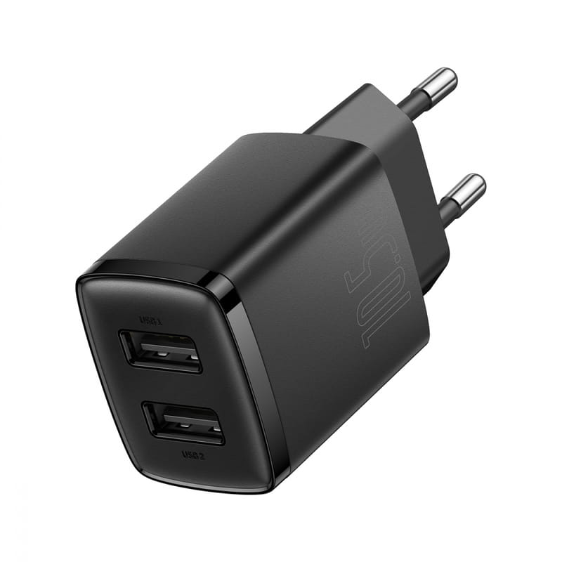 Мережевий зарядний пристрій Baseus Compact 10,5W (2 USB) Black (CCXJ010201)