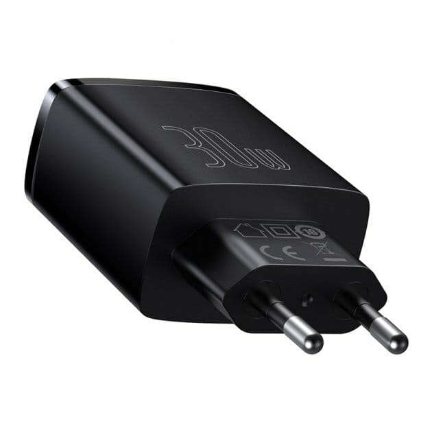 Мережевий зарядний пристрій Baseus Compact Quick Charger 30W QC+ PD (1Type-C + 2USB) Black (CCXJ-E01)