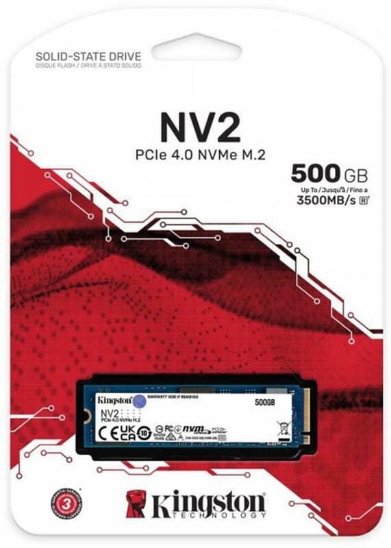 Накопитель SSD  500GB M.2 NVMe Kingston NV2 M.2 2280 PCIe Gen4.0 x4 (SNV2S/500G)