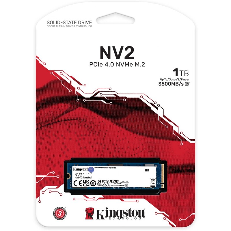 Накопичувач SSD 1TB M.2 NVMe Kingston NV2 M.2 2280 PCIe Gen4.0 x4 (SNV2S/1000G)