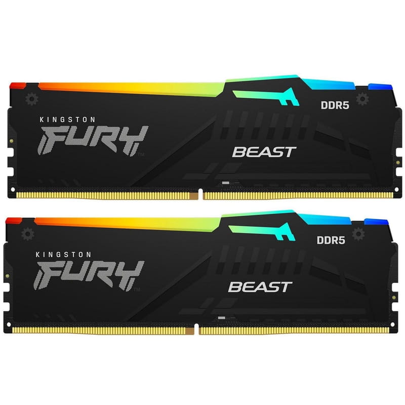 Модуль пам`яті DDR5 2x16GB/5200 Kingston Fury Beast RGB Black (KF552C40BBAK2-32)