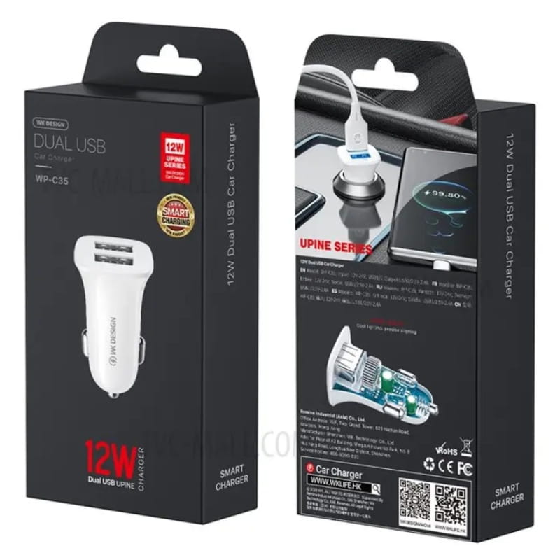 Автомобильное зарядное устройство WK WP-C35 (2USB) White (6941027616468)