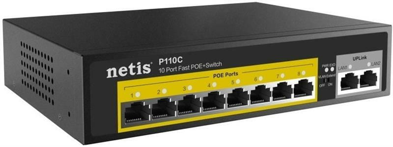 Коммутатор Netis P110C (8xFE PoE, Max PoE 100W, 2xFE uplink RJ45 ports)