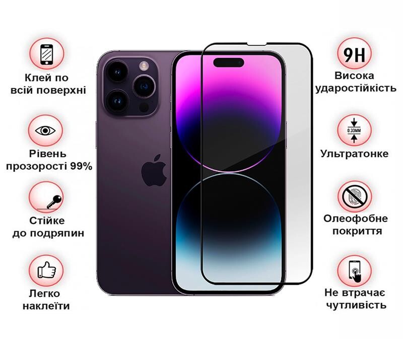 Защитное стекло BeCover для Apple iPhone 14 Pro Black (707968)