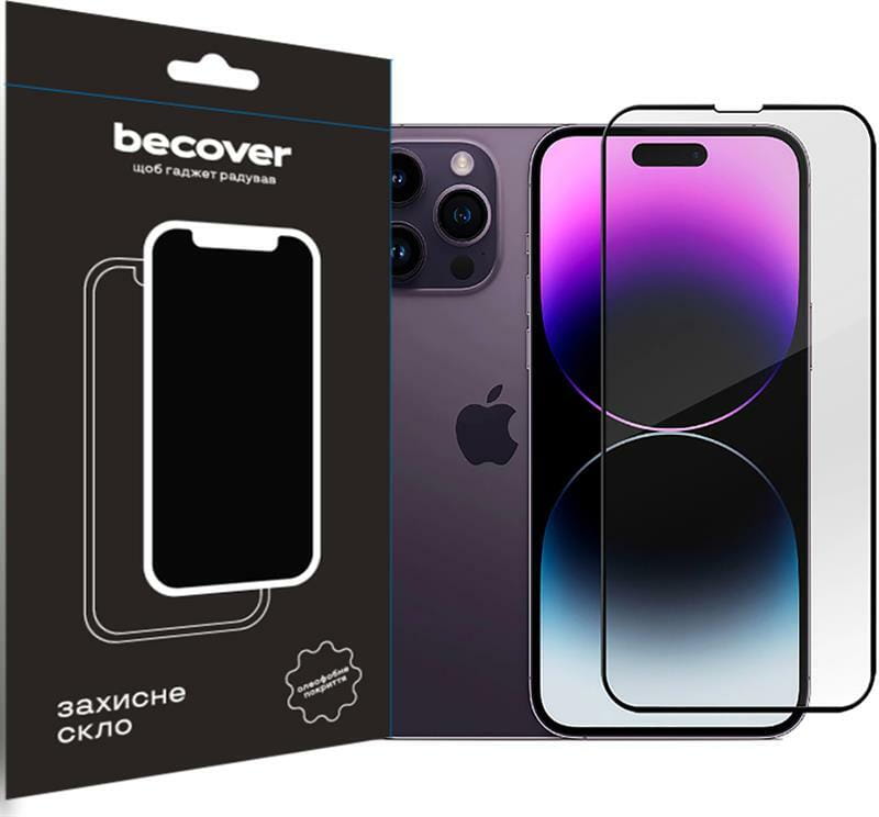Защитное стекло BeCover для Apple iPhone 14 Pro Black (707968)