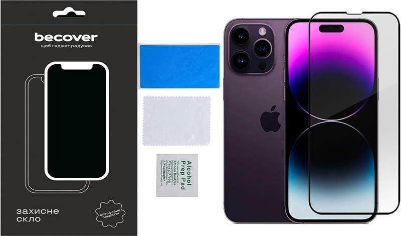 Защитное стекло BeCover для Apple iPhone 14 Pro Black (707968)