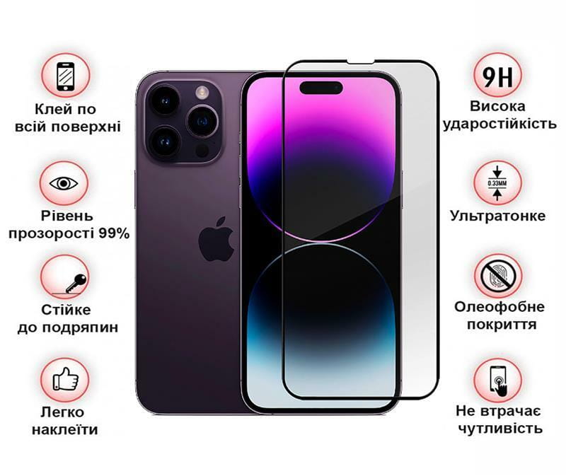 Защитное стекло BeCover для Apple iPhone 14 Pro Black (707968)