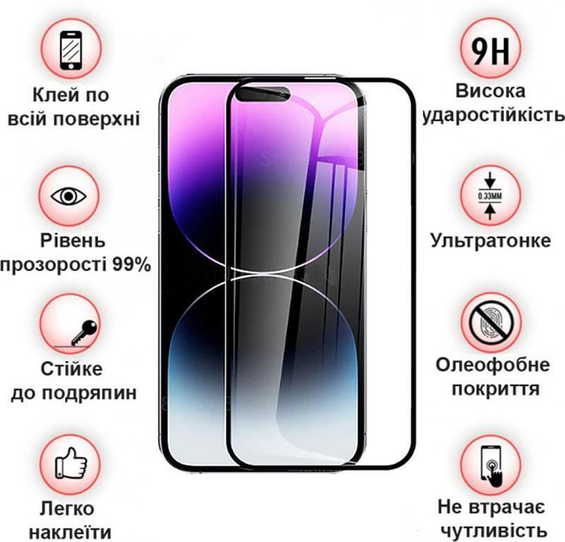 Защитное стекло BeCover для Apple iPhone 14 Pro Max Black (707969)