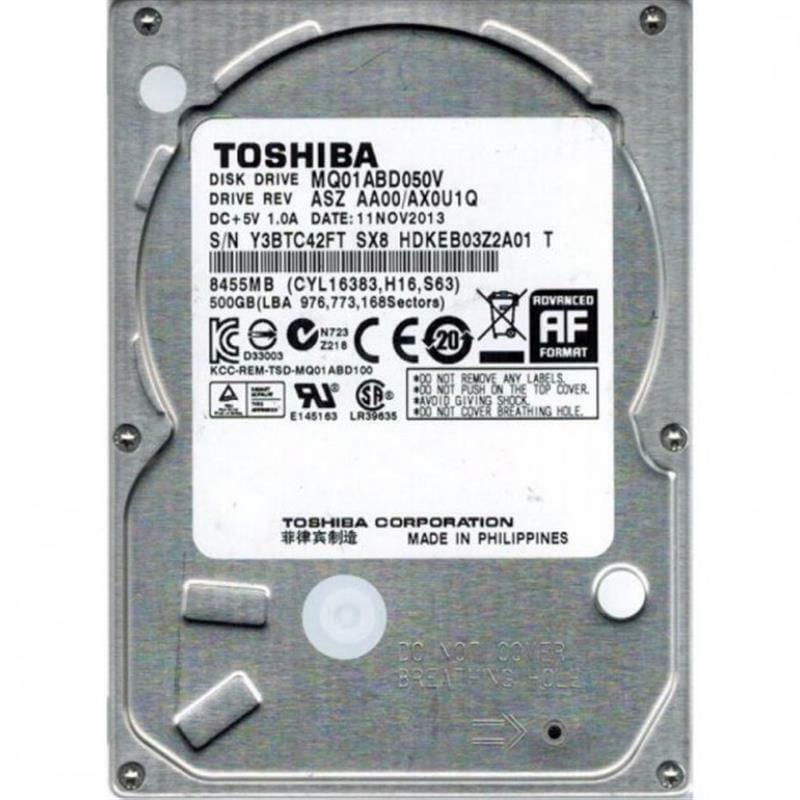 Накопитель HDD 2.5" SATA  500GB Toshiba 5400rpm 8MB (MQ1ABD050V) Refurbished