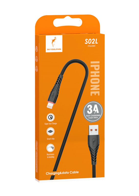 Кабель SkyDolphin S02L USB - Lightning (M/M), 1 м, Black (USB-000587)