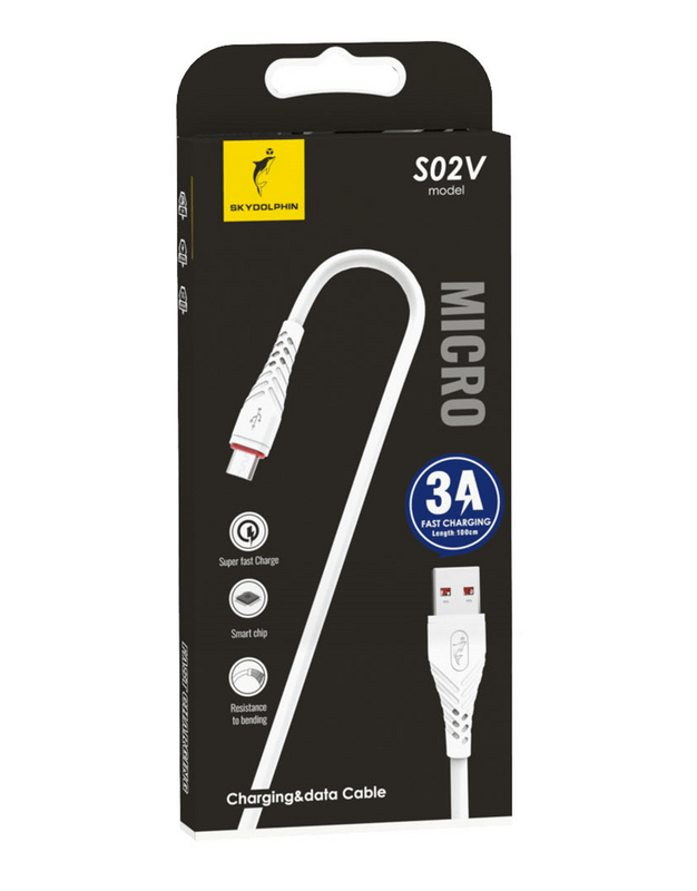 Кабель SkyDolphin S02V USB - micro USB (M/M), 1 м, White (USB-000590)