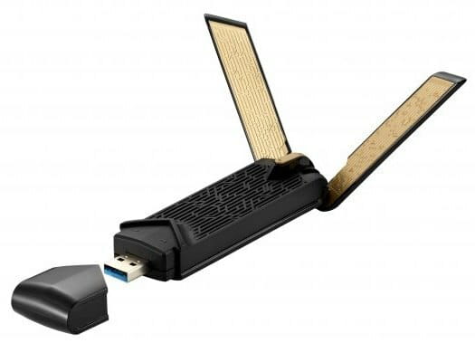 Беспроводной адаптер Asus USB-AX56W/O cradle (AX1800, WiFI 6, USB 3.2, MU-MIMO, OFDMA, 4T4R, WPA3, внешняя антенна)