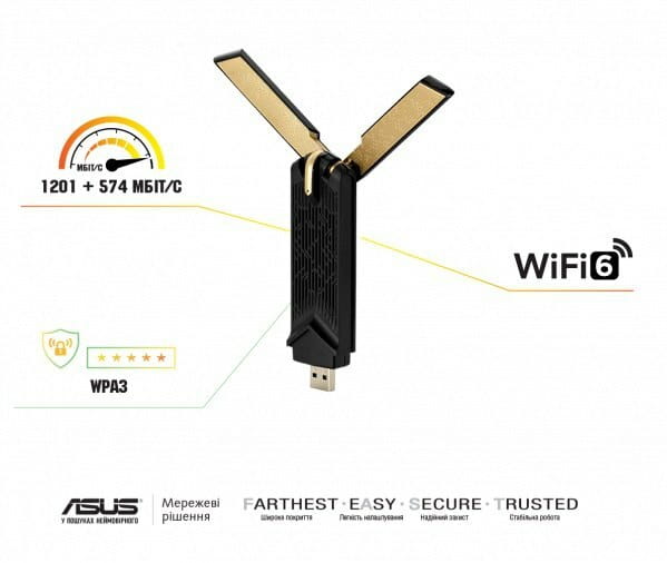 Беспроводной адаптер Asus USB-AX56W/O cradle (90IG06H0-MO0R10)