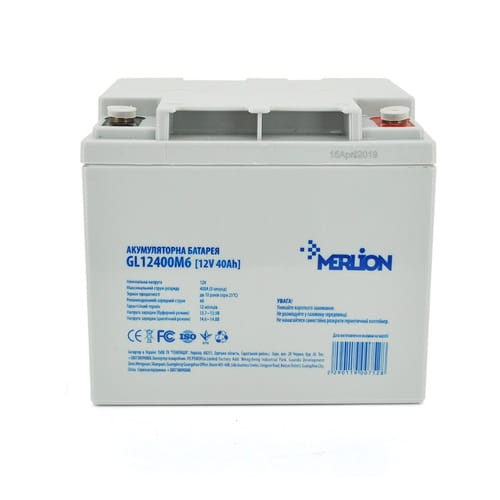 Фото - Батарея для ДБЖ MERLION Акумуляторна батарея  12V 40AH  GEL GL12400M6/0075 (GL12400M6/00752)