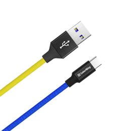 Кабель ColorWay USB - USB Type-C (M/M), 2.4 А, 1 м, Blue/Yellow (CW-CBUC052-BLY)