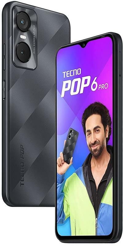 Смартфон Tecno Pop 6 Pro (BE8) 2/32GB Dual Sim Polar Black (4895180785511)