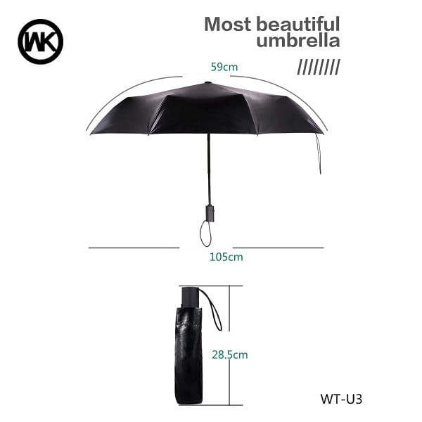 Зонт WK WT-U3 черный с летними цветами (6970349282921)