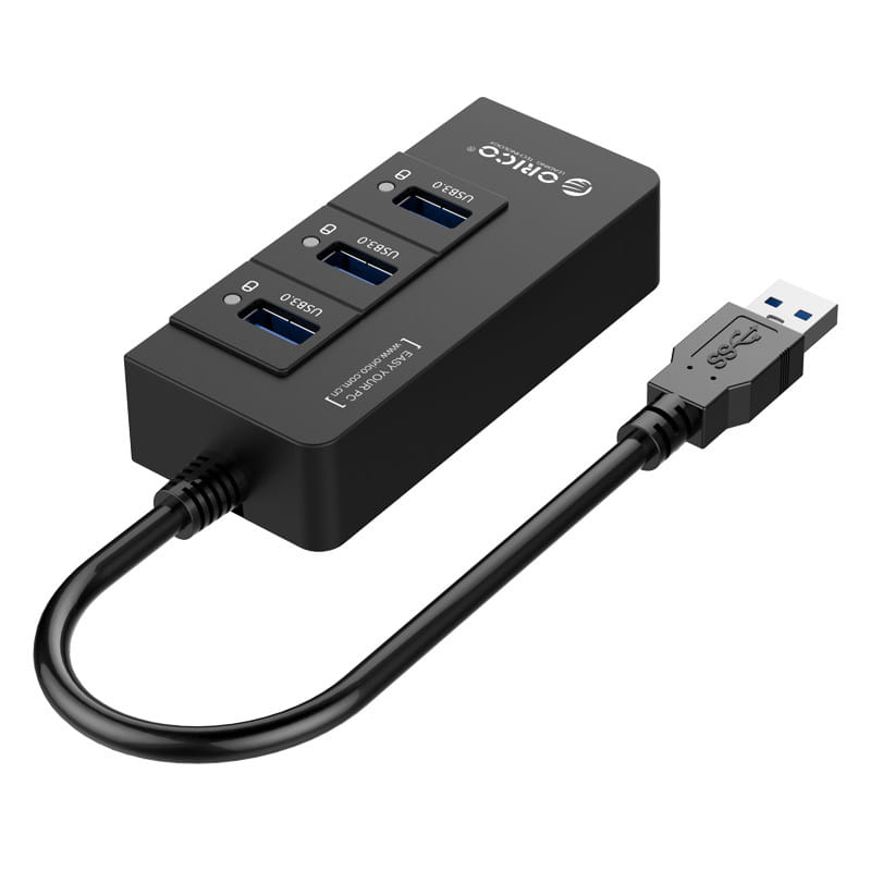 Концентратор USB3.0 Orico (CA912742) HR01-U3-V1-BK-BP Black 3хUSB3.0 + RJ45