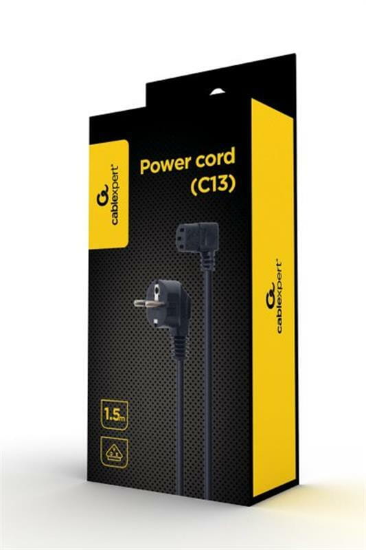 Кабель силовой Cablexpert (PC-186A-VDE1B-1.5M) CEE7/7-C13, 90 градусов, VDE, 3*1 мм кв., 1,5 м