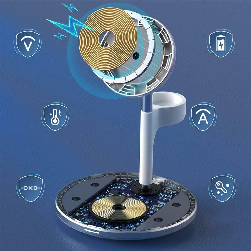 Магнітний бездротовий зарядний пристрій Choetech T586-F 3in1 Magnetic wireless charger station for iPhone