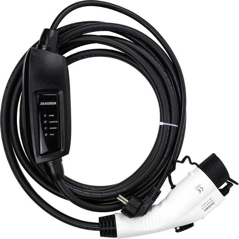 Зарядний пристрій для електромобілів Duosida Type 1 - Schuko (220V), 16A, 3.6кВт, 1-фазний, 5м (EV200269)