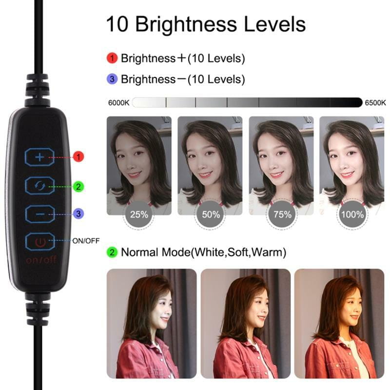 Комплект блогера Puluz PKT3028 4в1 (кольцевой свет, штативное крепление, держатель для телефона, микрофон)