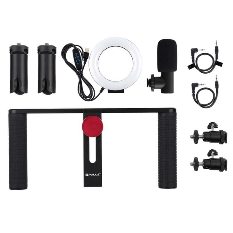 Комплект блогера Puluz PKT3028 4в1 (кольцевой свет, штативное крепление, держатель для телефона, микрофон)